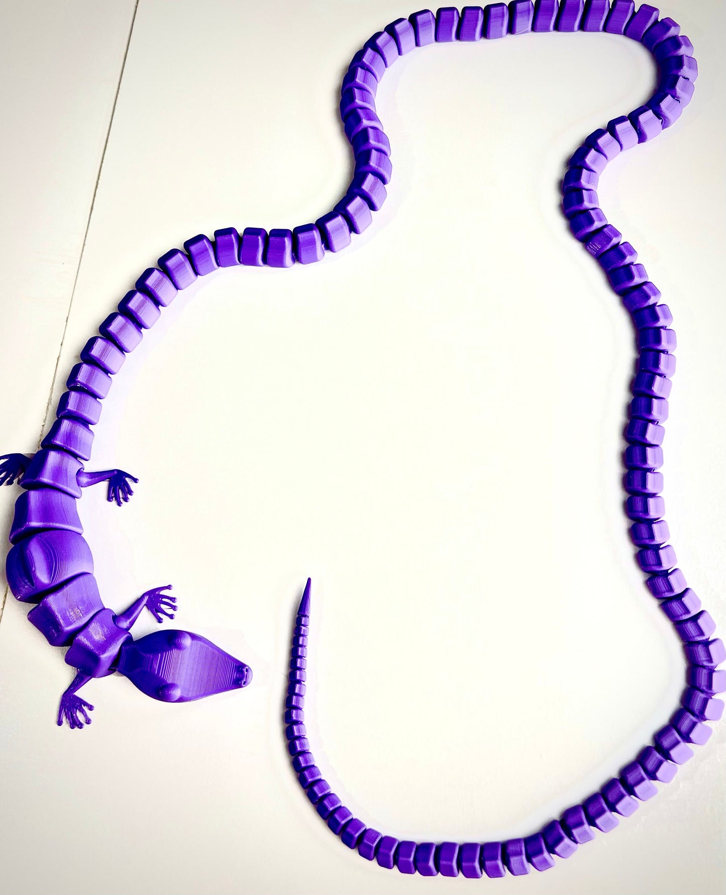 Flexi Articulated Gecko Toy 42 inch long tailed lizard fidget toy Made to Order, Various Colors