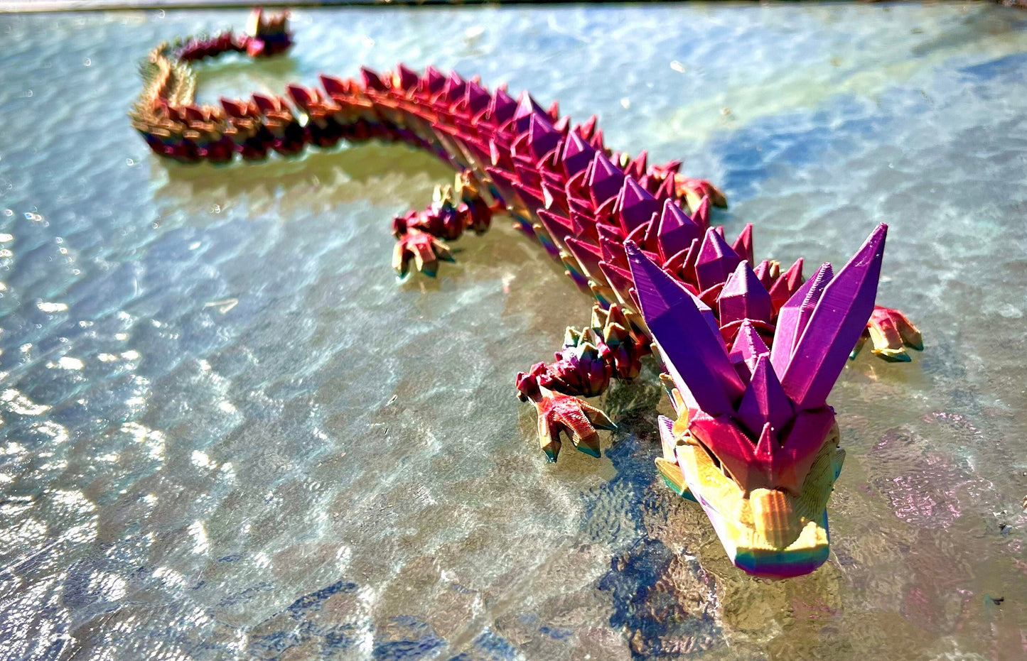 Articulated Crystal Dragon 24 inches 3D Printed, Fidget Sensory Toy, Display Item, Many Colors Available. TikTok sensation, Desktop Display