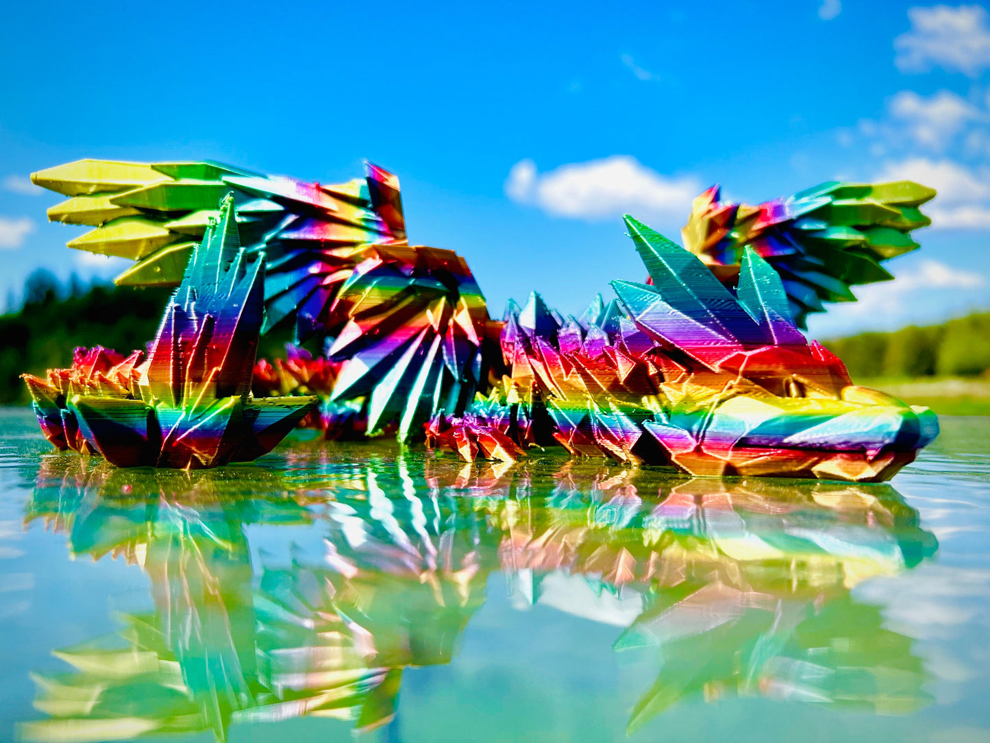 Winged Crystal Dragon 24 inch | 3D Printed | Articulated Fidget Toy | Desktop Display | Many Colors Available | Great Gift Idea