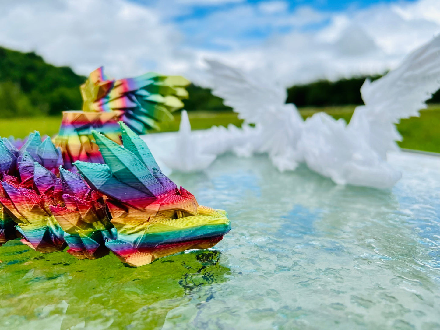Winged Crystal Dragon 24 inch | 3D Printed | Articulated Fidget Toy | Desktop Display | Many Colors Available | Great Gift Idea