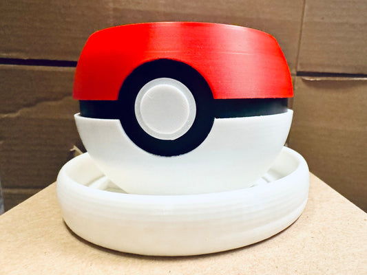 Cute Pokeball Planter with Taller Drip Tray | 4, 6, 8, 10 inches | Succulents Swampy Plants, Carnivorous plants | Indoor Outdoor Flowers | Farm Tested