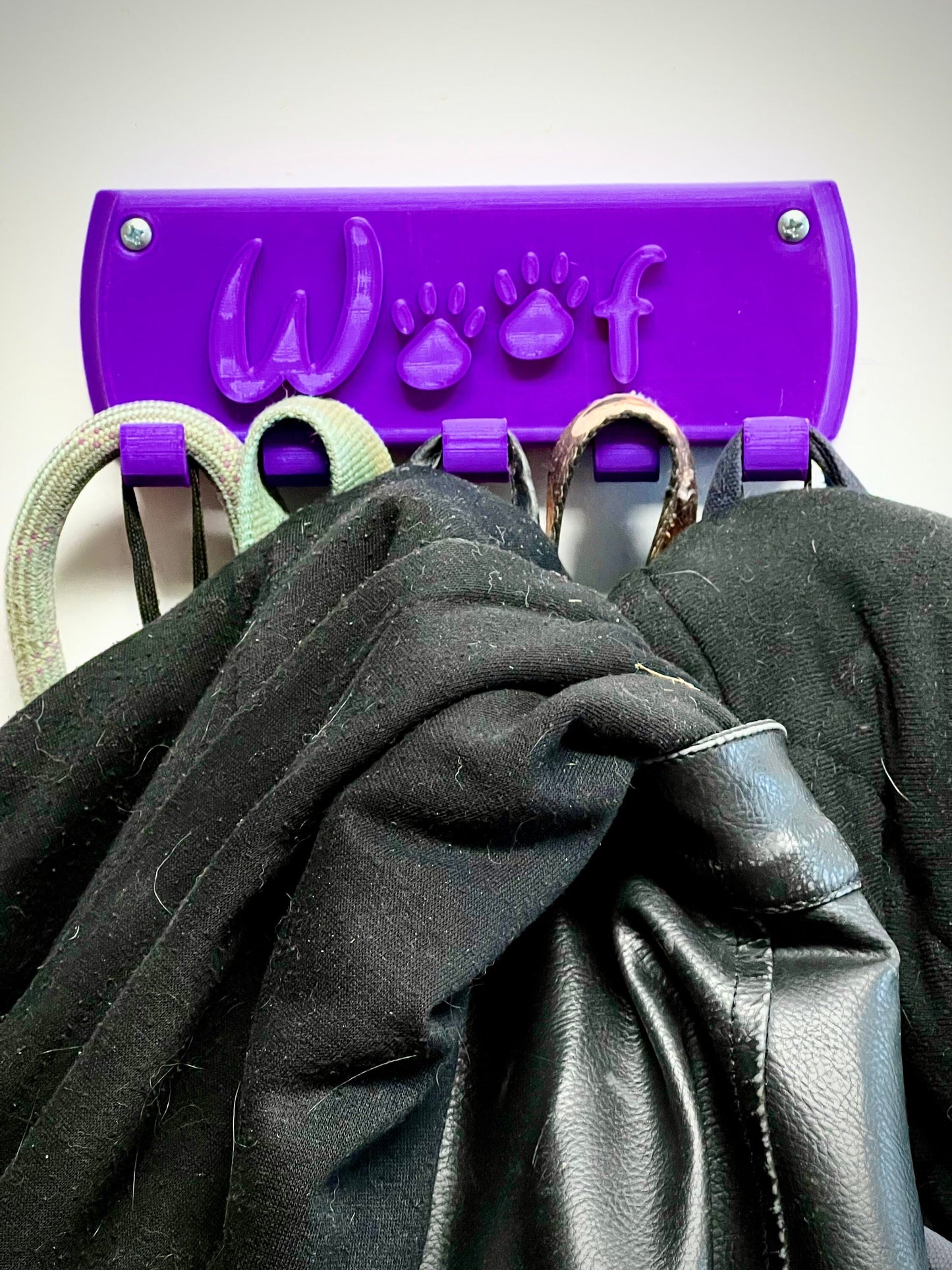 Pet Leash Hat Coat Umbrella Organizer Hook Hanger Farm Tested Woof Woof! Good Dog - 3D Printed - Many colors