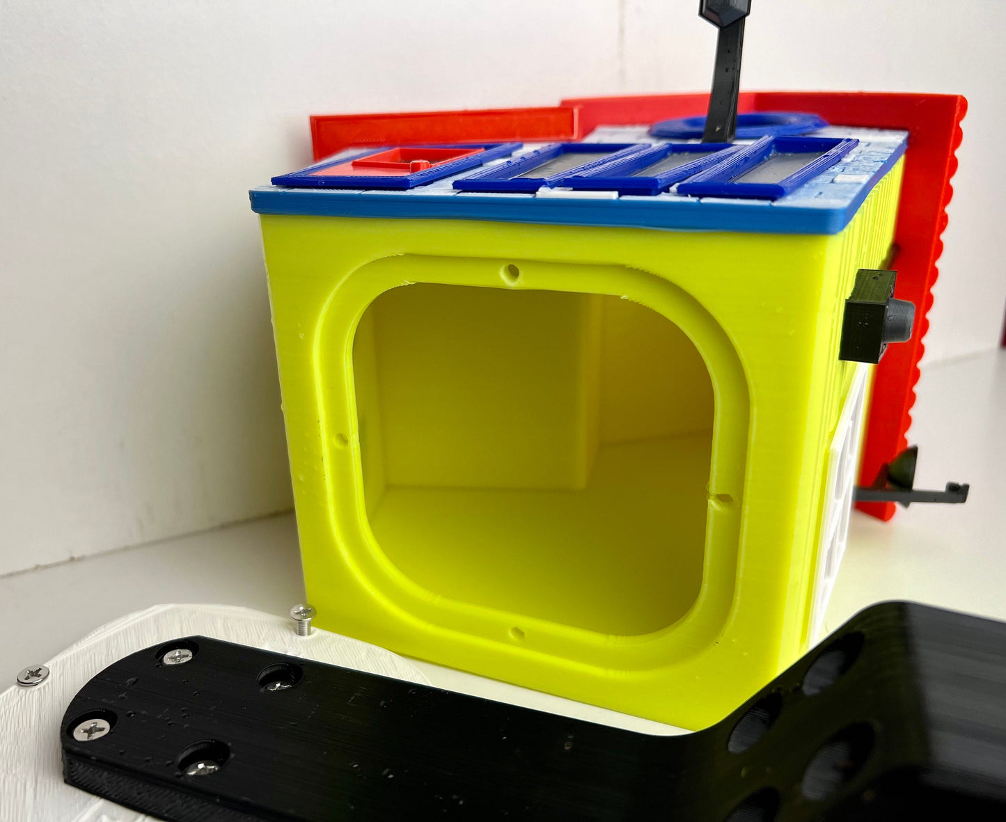 Cute Cartoon Birdhouse with mounting bracket - Indoor or Outdoor Use - 3d Printed - Easy to clean - One of a kind.