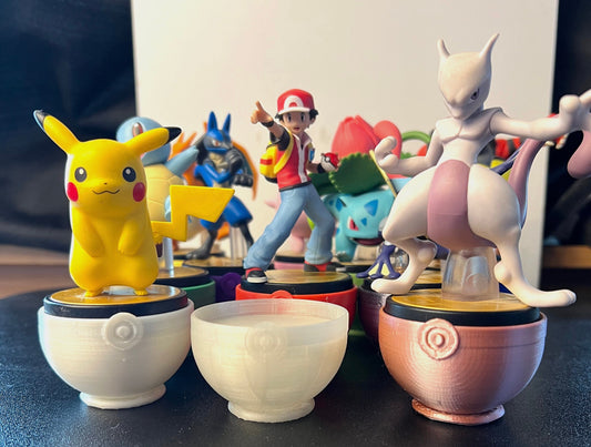 Pokeball Amiibo Stand 3D Printed Nintendo Cute Collection Display Various Colors