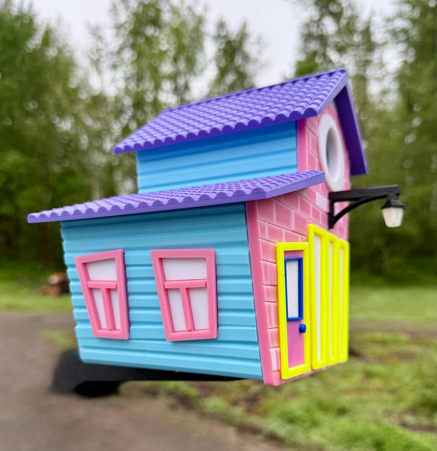 Cute Cartoon Birdhouse with mounting bracket - Indoor or Outdoor Use - 3d Printed - Easy to clean - One of a kind.