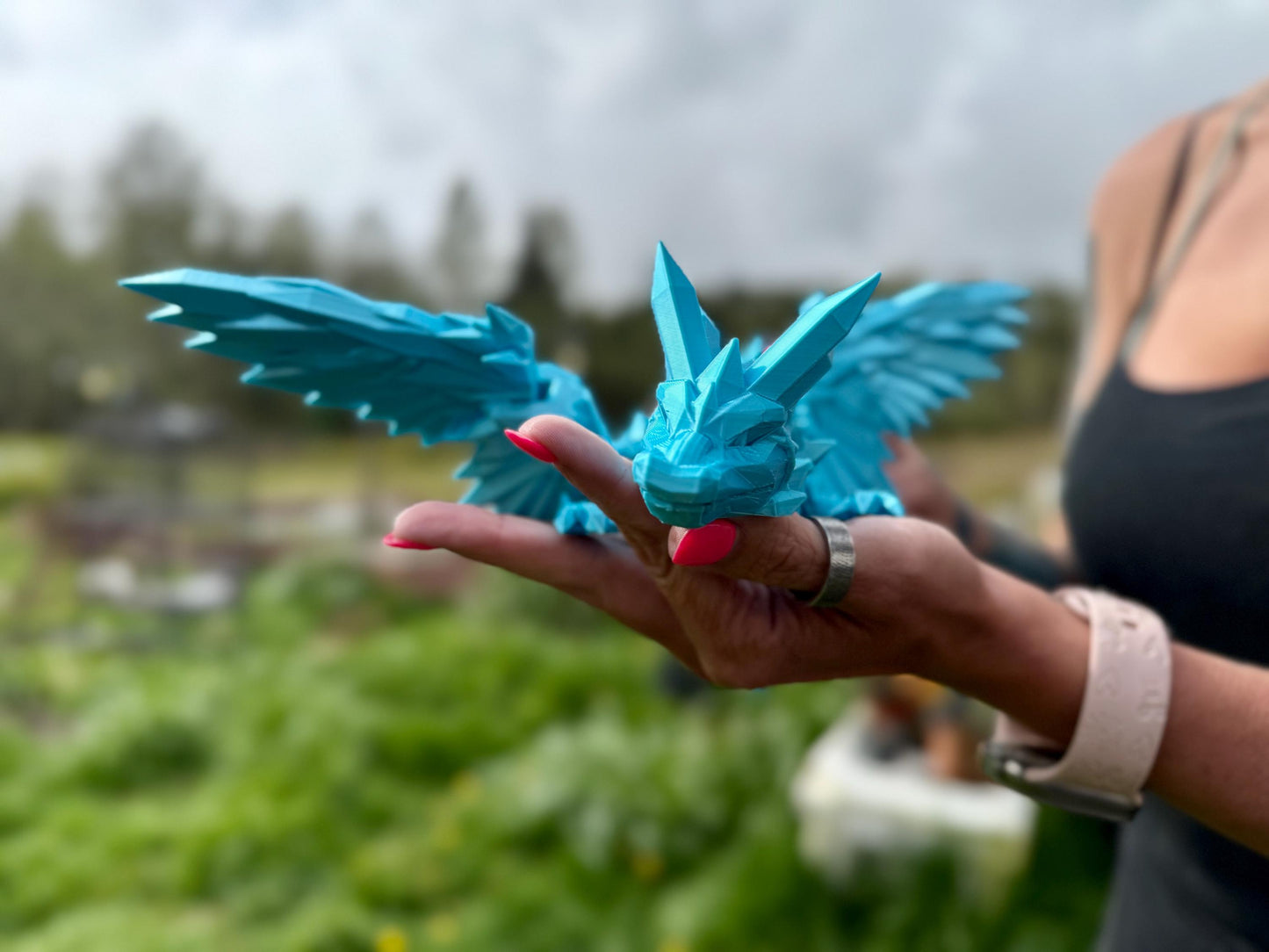 Winged Crystal Dragon 24 inch | 3D Printed | Articulated Fidget Toy | Desktop Display | Many Colors Available | Great Gift Idea