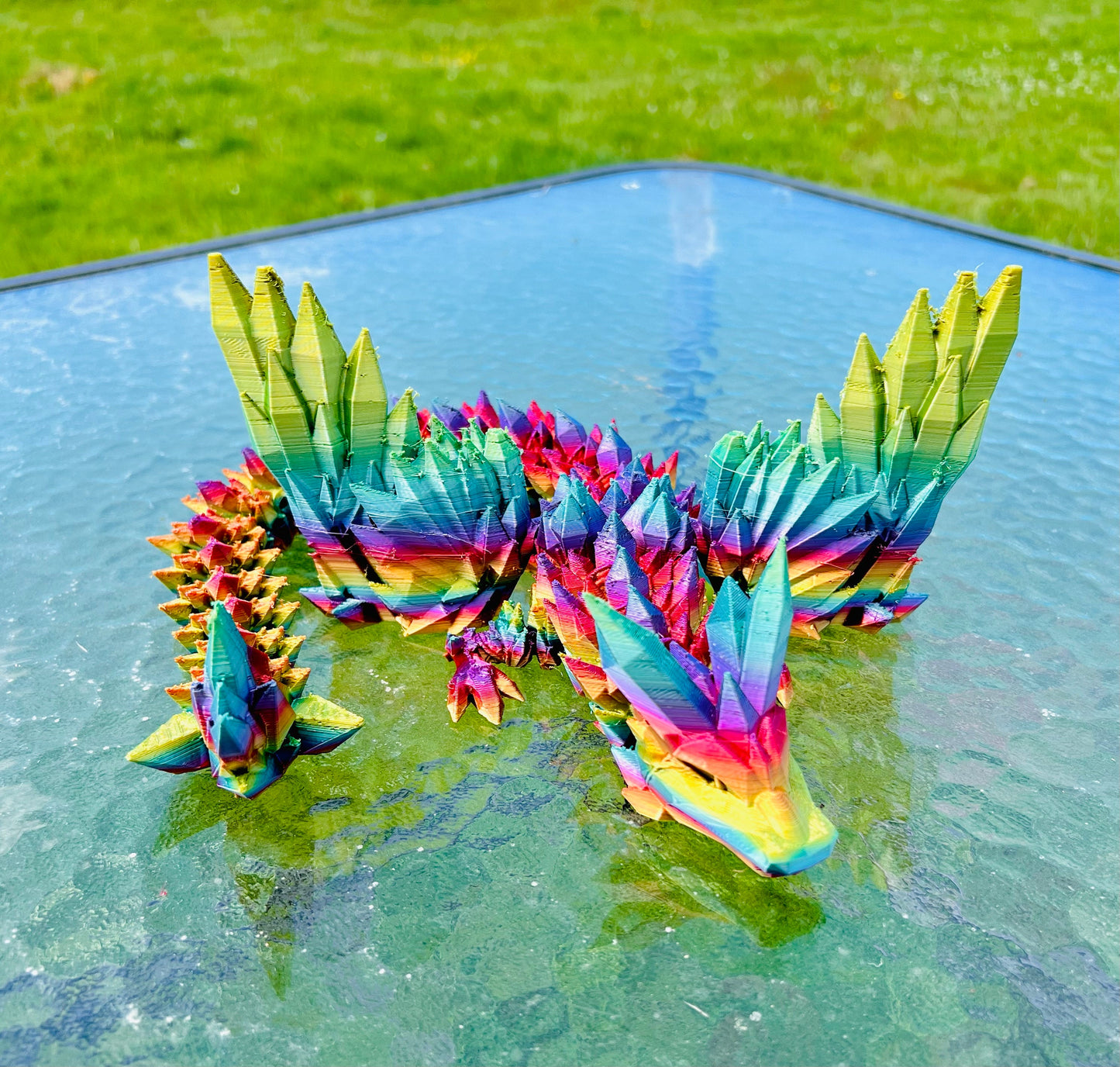 Winged Crystal Dragon 24 inch | 3D Printed | Articulated Fidget Toy | Desktop Display | Many Colors Available | Great Gift Idea