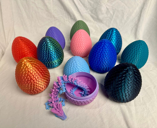 Mini Articulated Crystal Dragon with Egg - 11 inches, 3D Printed, Fidget Toy, Display Item, Many Colors Available.