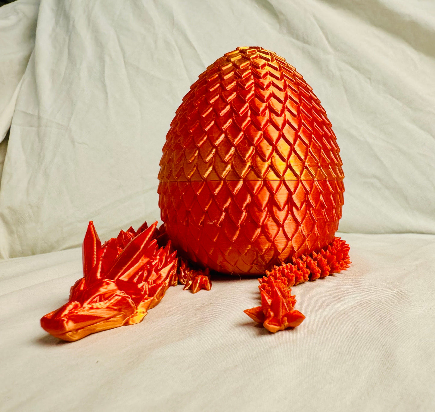 Mini Articulated Crystal Dragon with Egg - 11 inches, 3D Printed, Fidget Toy, Display Item, Many Colors Available.