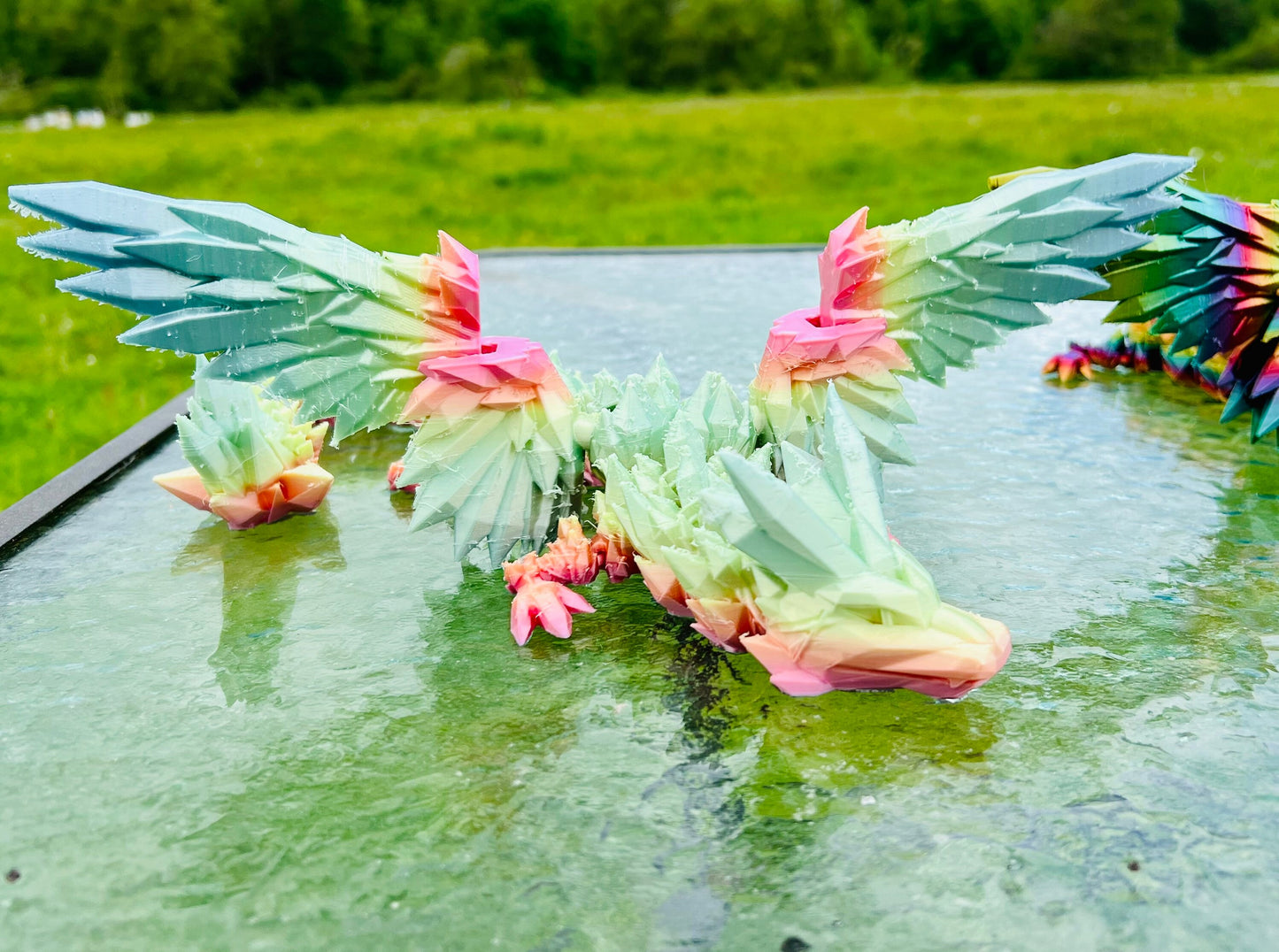 Winged Crystal Dragon 24 inch | 3D Printed | Articulated Fidget Toy | Desktop Display | Many Colors Available | Great Gift Idea