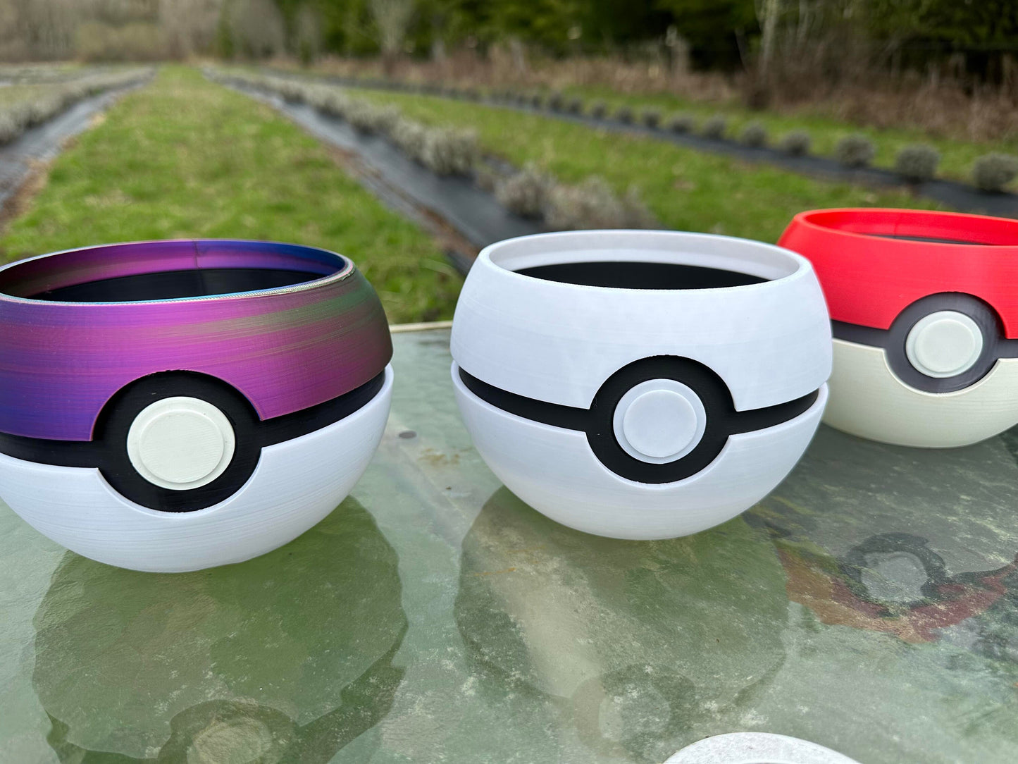 Pokeball Styled Planter  | 4 - 6 - 8 - 10  inches | Succulents Houseplants Outdoor Flowers | 3D Printed | Supports Small Farms