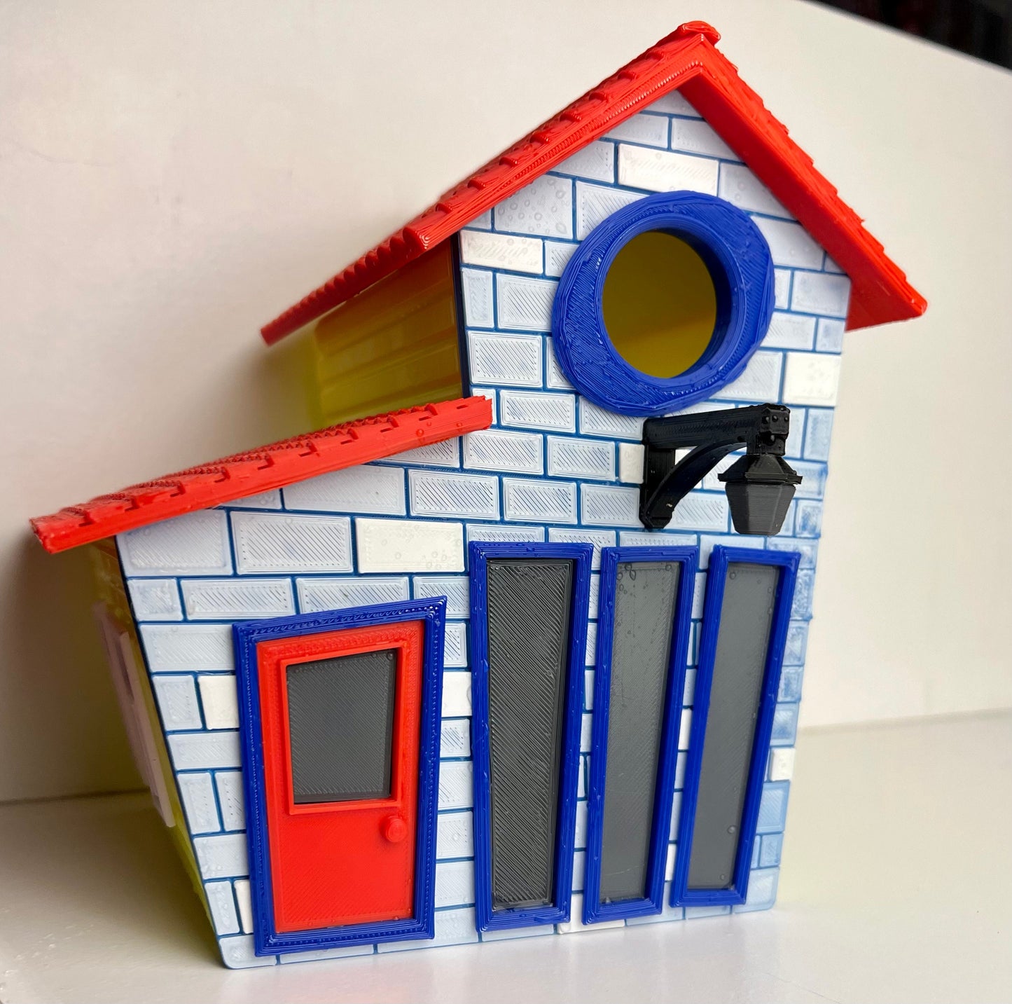 Cute Cartoon Birdhouse with mounting bracket - Indoor or Outdoor Use - 3d Printed - Easy to clean - One of a kind.