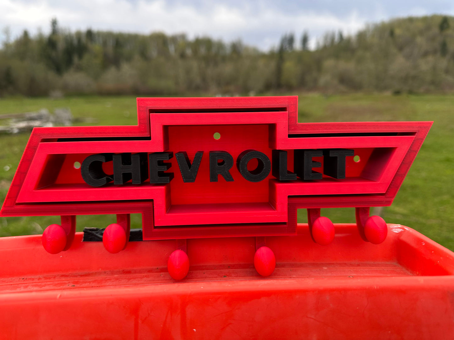 Chevrolet Bowtie Logo - Key Chain - Purse - Hat Hanger - Wall Mount Organizer - Various Colors 3D Printed 12 inches Wide