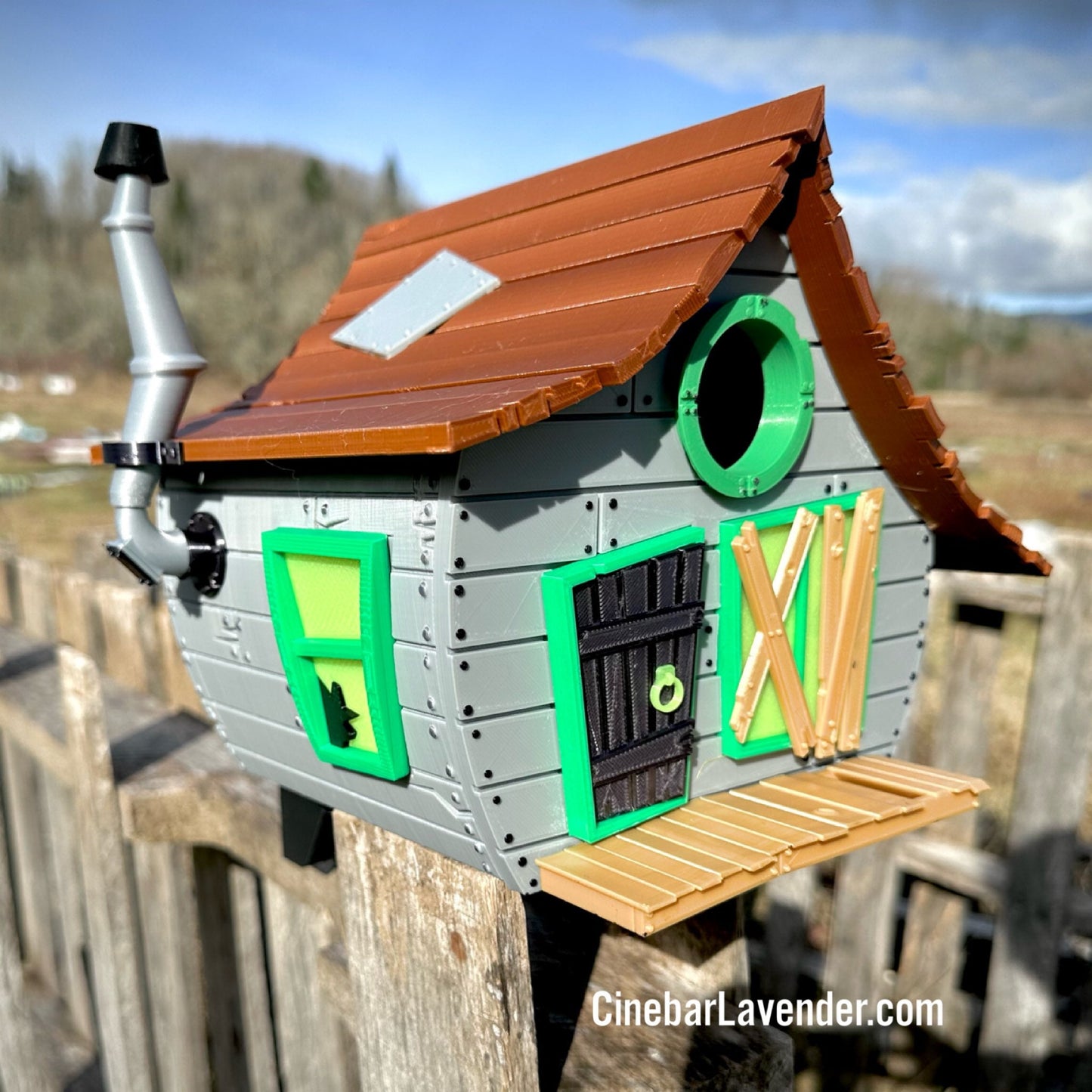 Spooky Shack Cartoon Birdhouse with mounting bracket - Indoor or Outdoor Use - 3d Printed - Custom, Made to Order