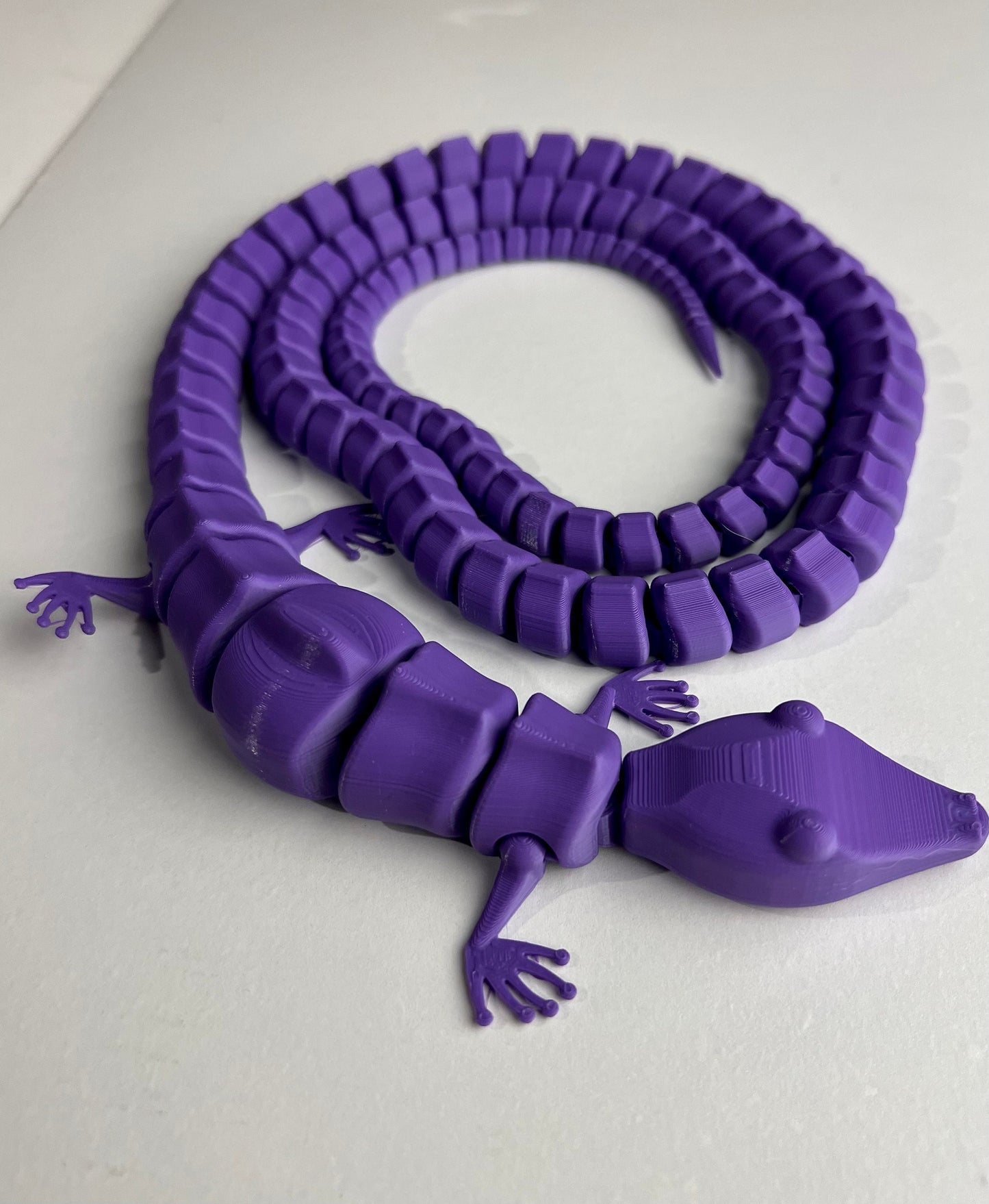 Flexi Articulated Gecko Toy 42 inch long tailed lizard fidget toy Made to Order, Various Colors