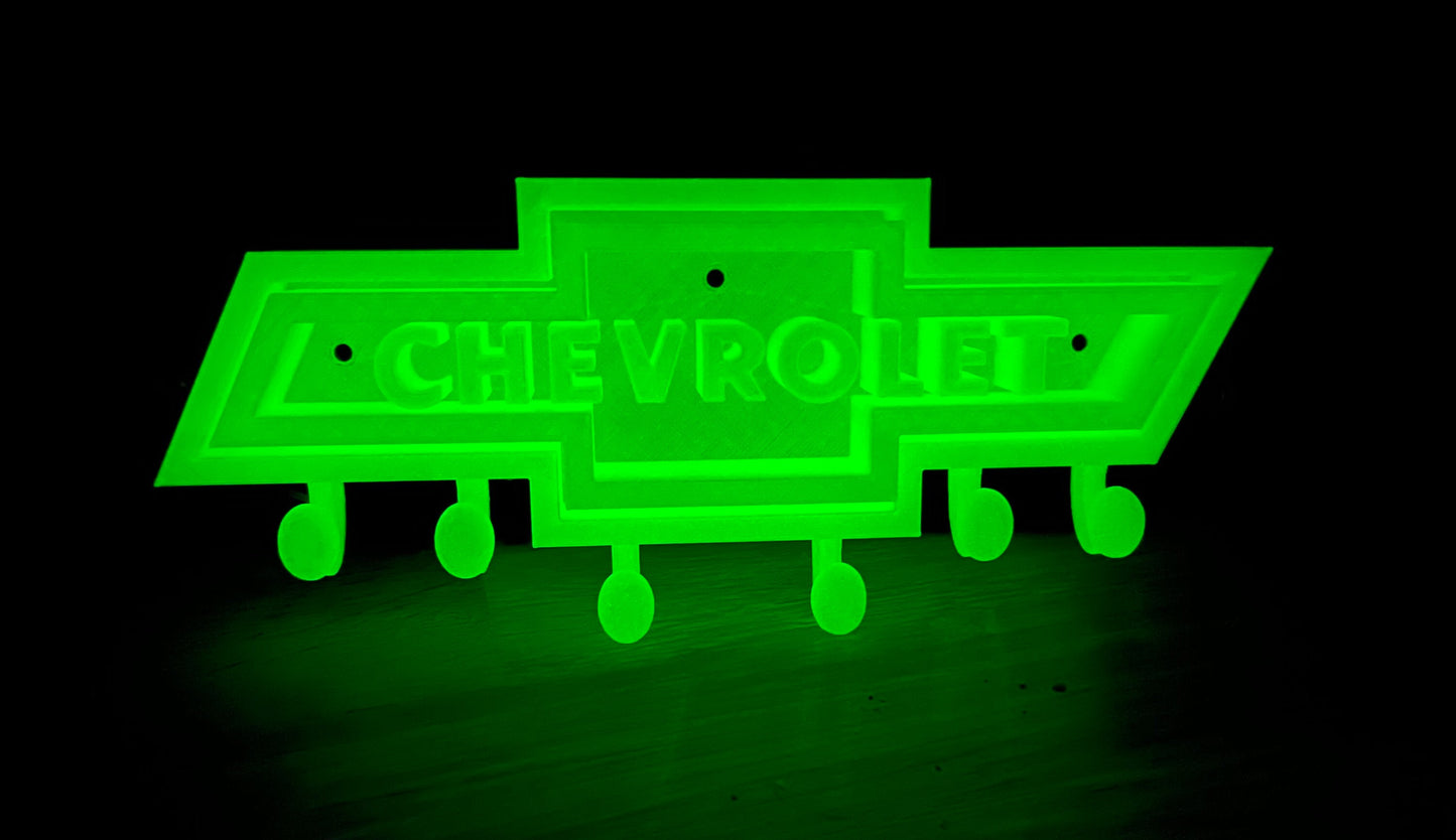 Chevrolet Bowtie Logo - Key Chain - Purse - Hat Hanger - Wall Mount Organizer - Various Colors 3D Printed 12 inches Wide
