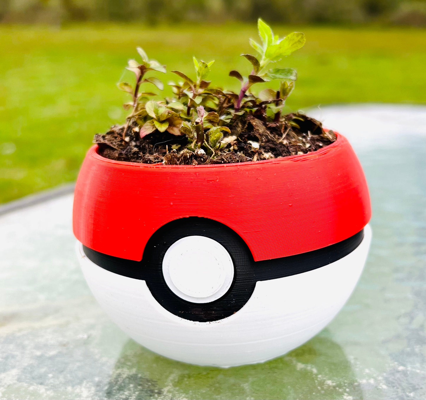 Pokeball Styled Planter  | 4 - 6 - 8 - 10  inches | Succulents Houseplants Outdoor Flowers | 3D Printed | Supports Small Farms