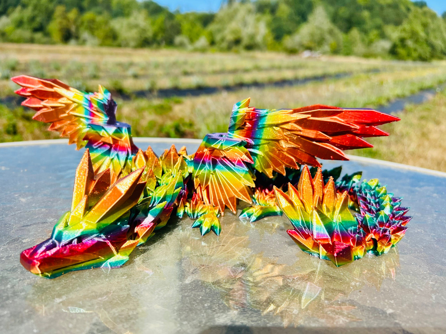 Winged Crystal Dragon 24 inch | 3D Printed | Articulated Fidget Toy | Desktop Display | Many Colors Available | Great Gift Idea