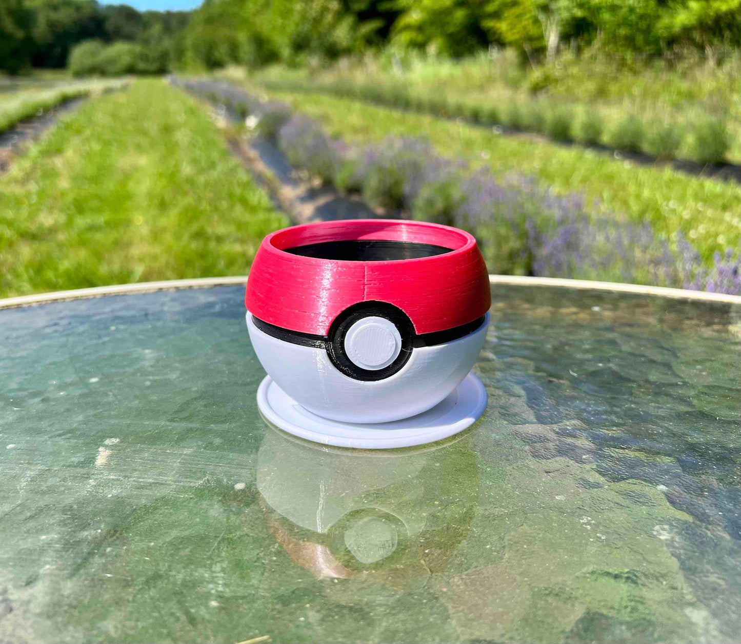 Custom Pokeball Planter with Drip Tray | 4, 6, 8, 10 inches | Succulents Herbs Flowers Houseplants | Indoor or Outdoor | Farm Tested