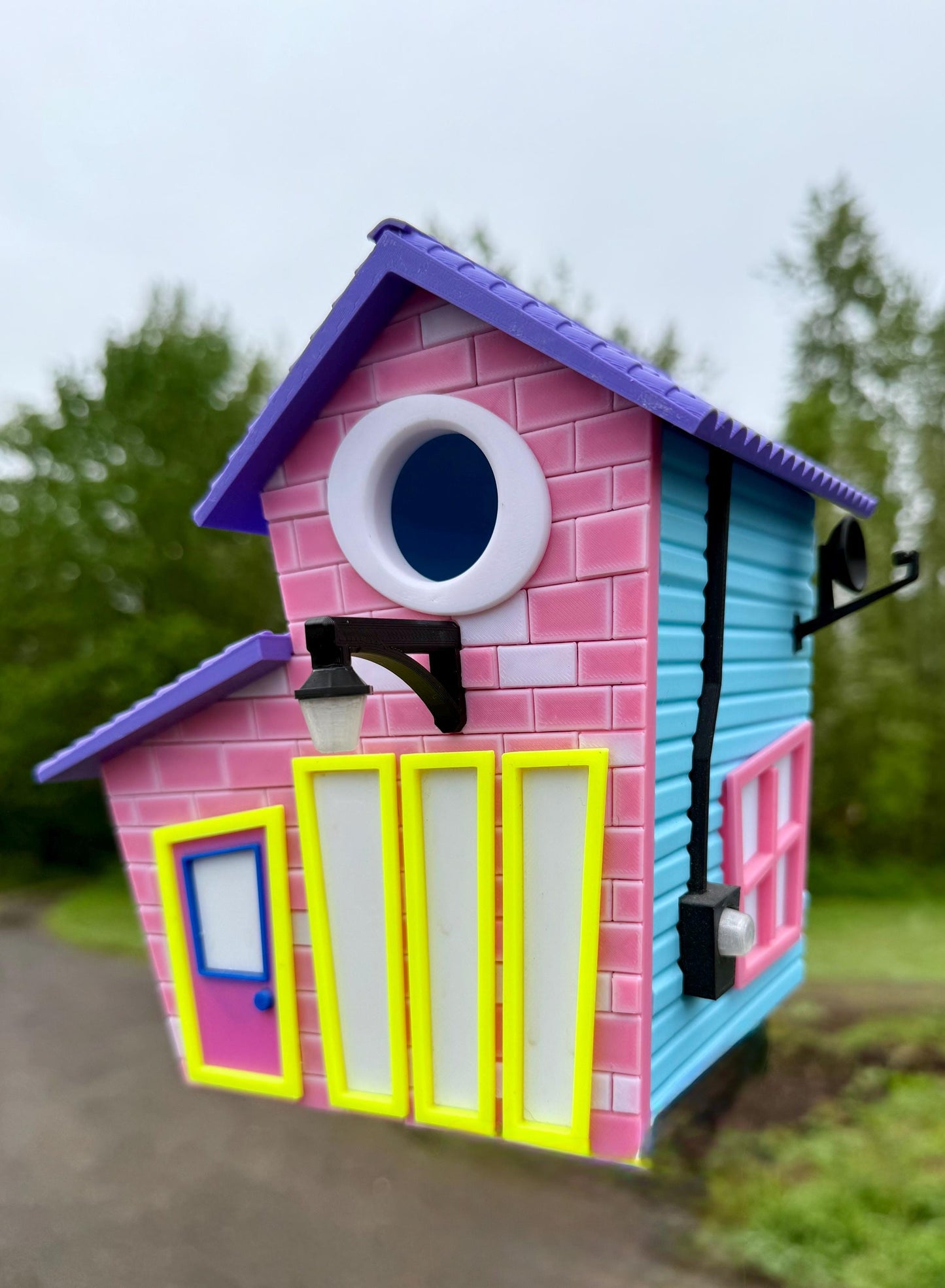 Cute Cartoon Birdhouse with mounting bracket - Indoor or Outdoor Use - 3d Printed - Easy to clean - One of a kind.