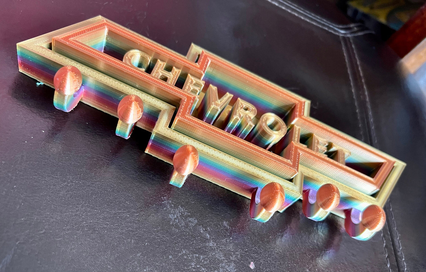 Chevrolet Bowtie Logo - Key Chain - Purse - Hat Hanger - Wall Mount Organizer - Various Colors 3D Printed 12 inches Wide