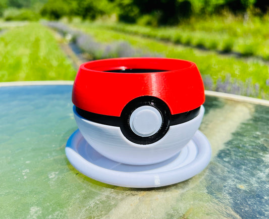 Custom Pokeball Planter with Drip Tray | 4, 6, 8, 10 inches | Succulents Herbs Flowers Houseplants | Indoor or Outdoor | Farm Tested
