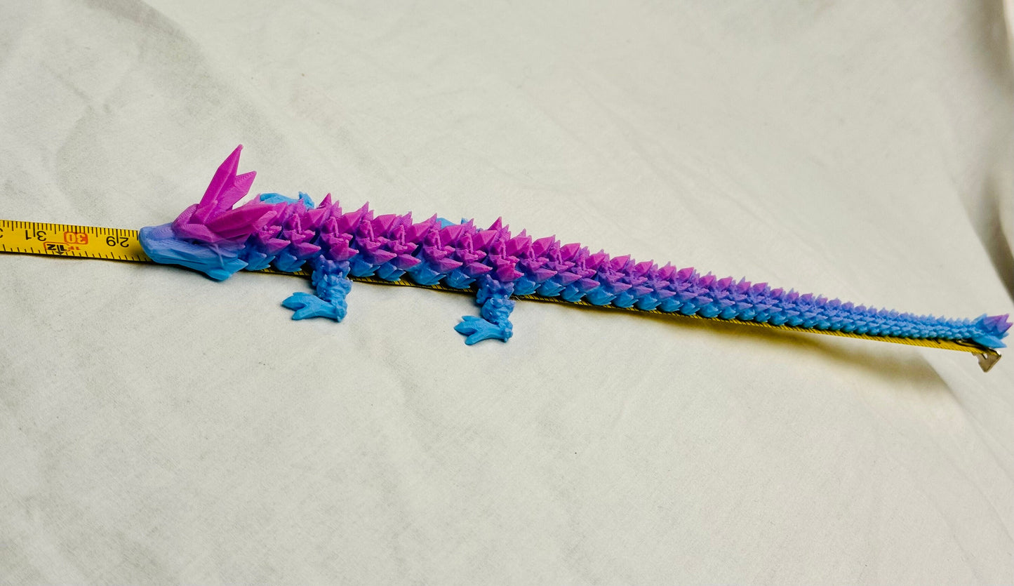 Mini Articulated Crystal Dragon with Egg - 11 inches, 3D Printed, Fidget Toy, Display Item, Many Colors Available.