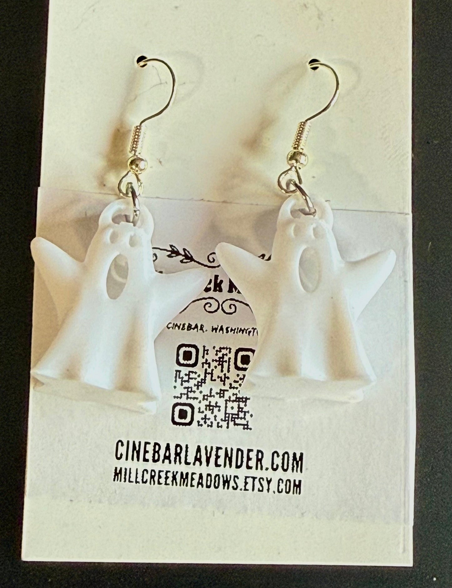 Spooky Ghost Earring Set - Cute Little Spirit Dangle Jewelry - 1 Pair - Halloween Party