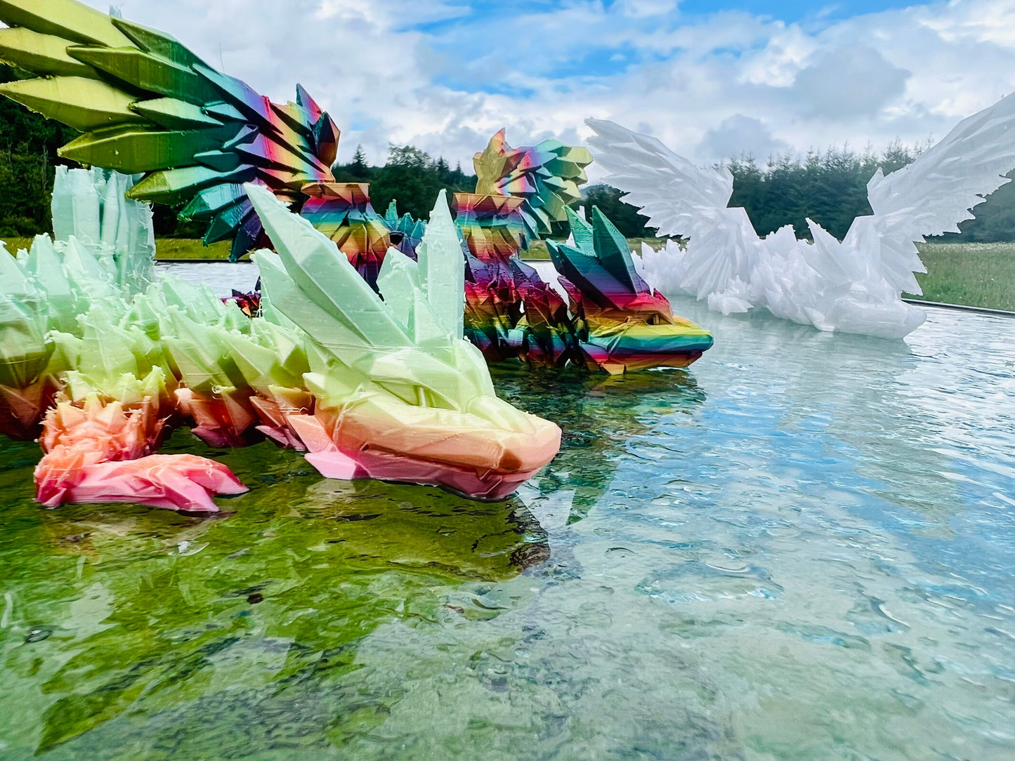 Winged Crystal Dragon 24 inch | 3D Printed | Articulated Fidget Toy | Desktop Display | Many Colors Available | Great Gift Idea